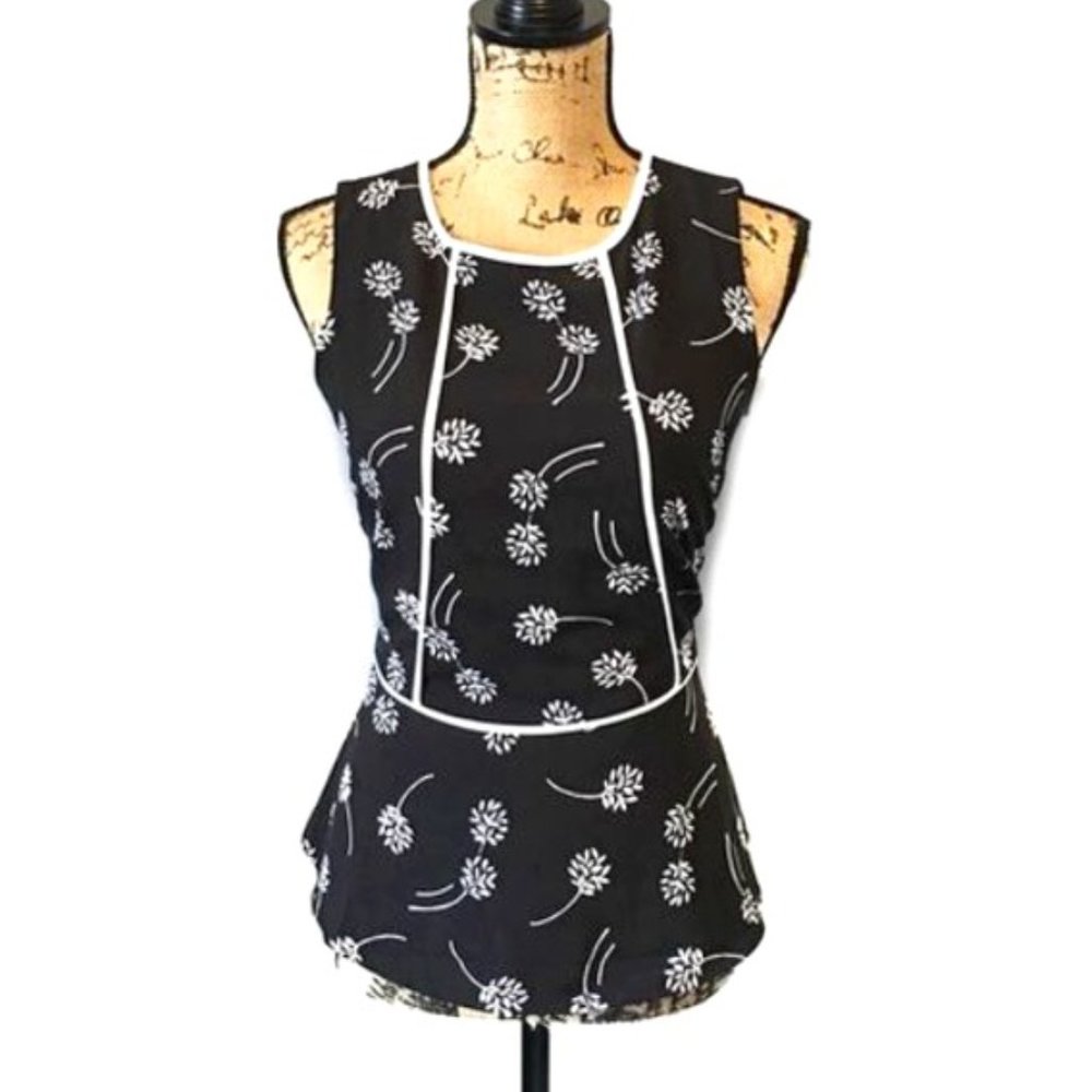 Banana Republic Black Floral Peplum Top - Size 2